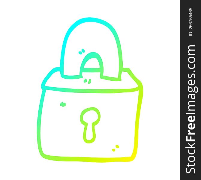 cold gradient line drawing cartoon locked padlock