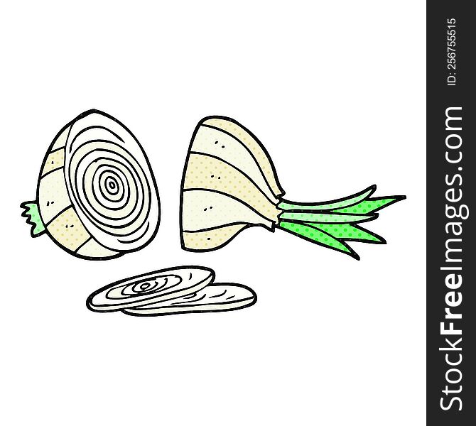 freehand drawn cartoon sliced onion