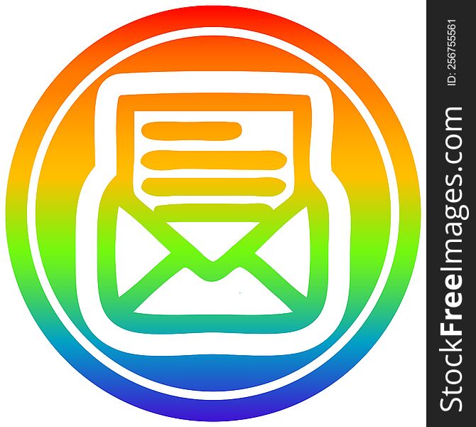 envelope letter circular icon with rainbow gradient finish. envelope letter circular icon with rainbow gradient finish