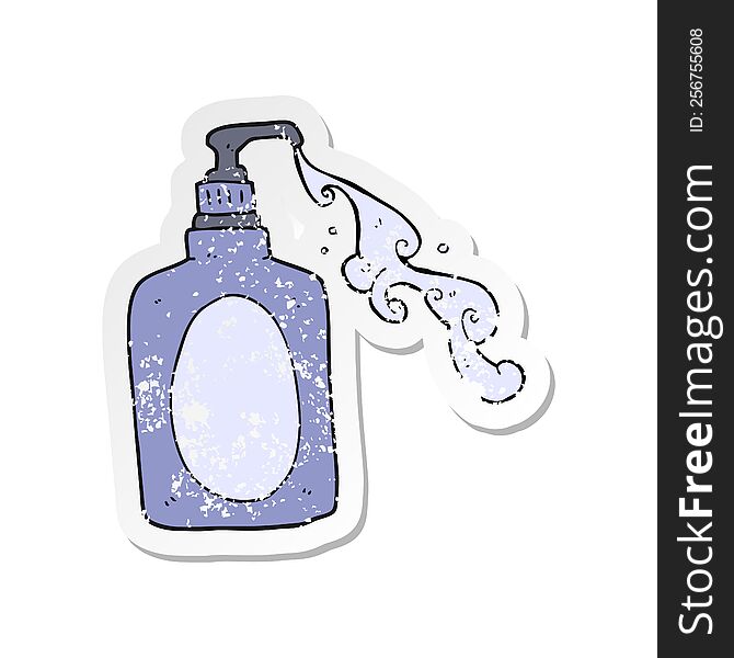 retro distressed sticker of a cartoon hand soap squirting