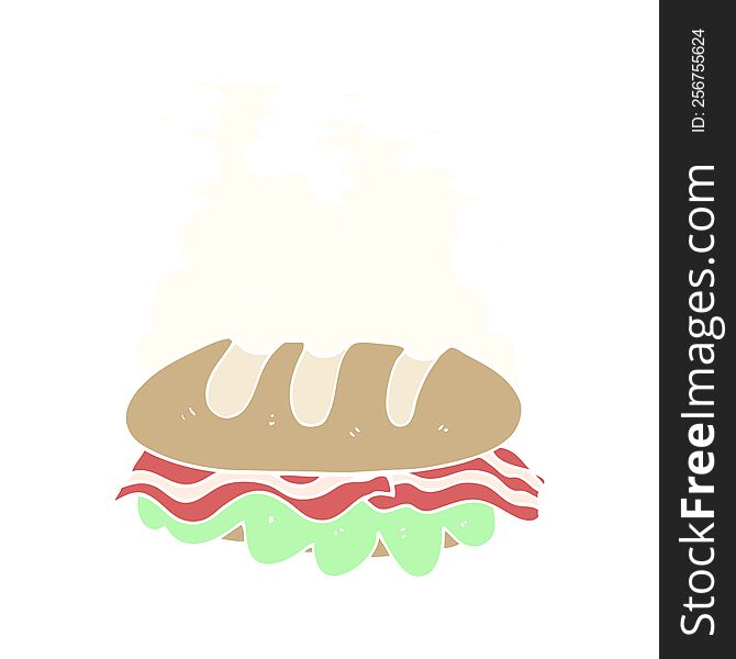 Flat Color Illustration Of A Cartoon Huge Sandwich