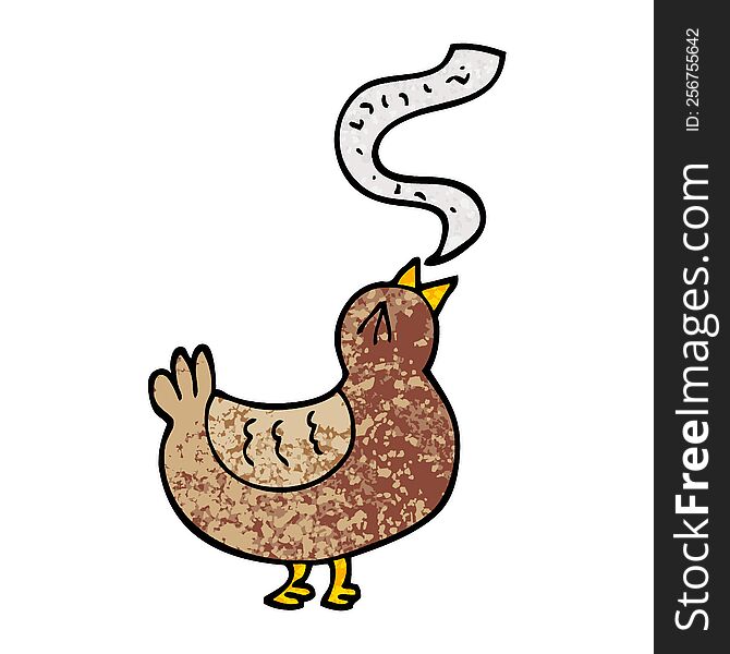 grunge textured illustration cartoon song bird