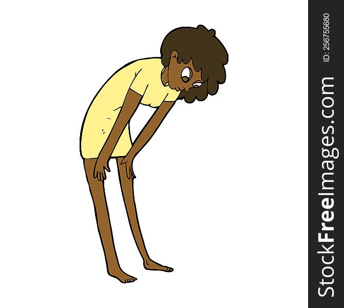 cartoon woman looking at her feet