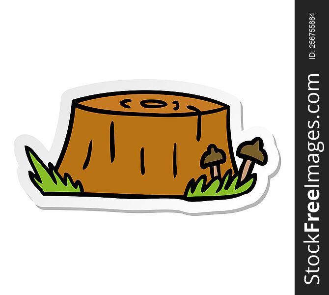 hand drawn sticker cartoon doodle of a tree log