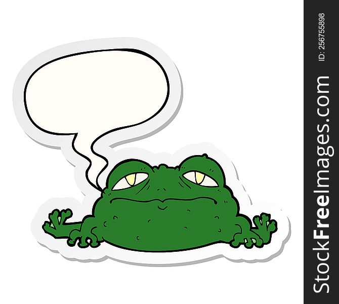 Cartoon Ugly Frog And Speech Bubble Sticker