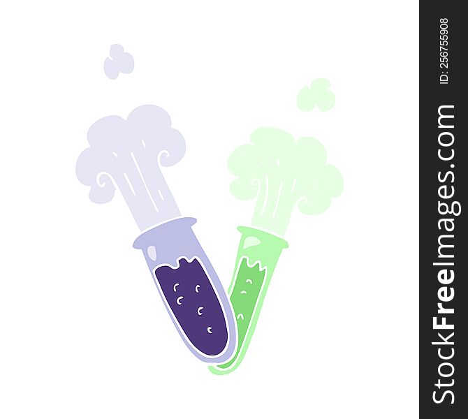 Flat Color Illustration Of A Cartoon Chemical Reaction