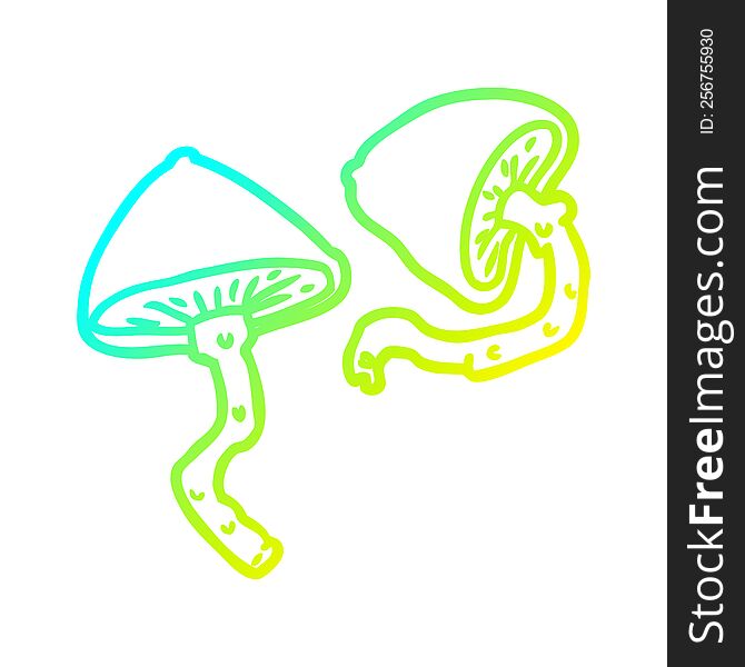 Cold Gradient Line Drawing Wild Mushrooms