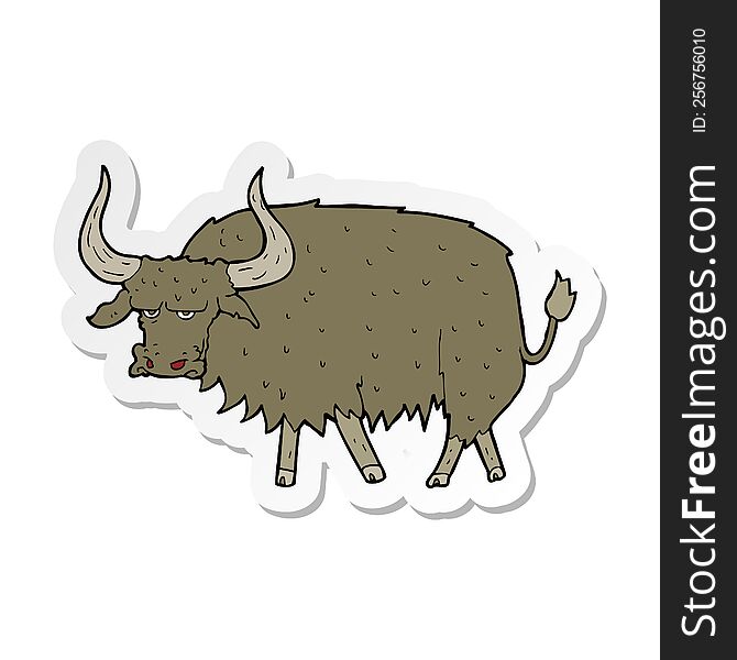 sticker of a cartoon annoyed hairy cow