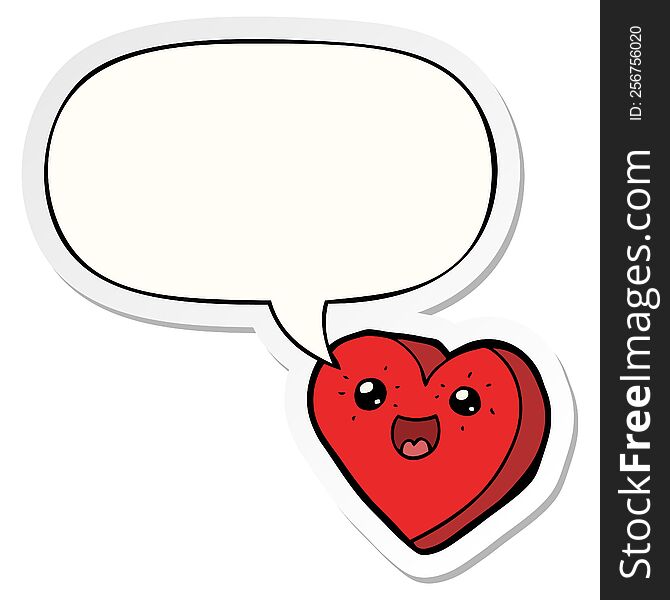 Heart Cartoon Character And Speech Bubble Sticker