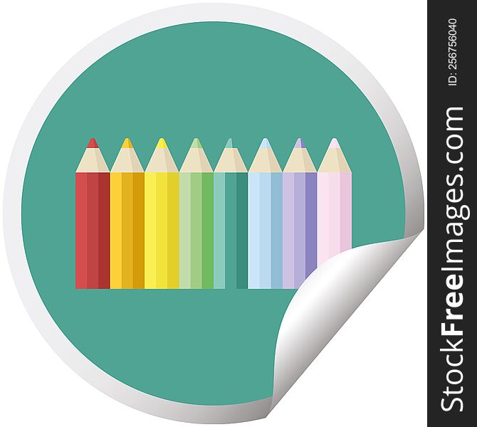 color pencils graphic circular sticker