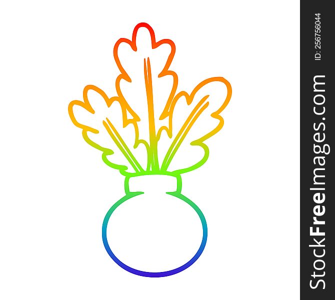 rainbow gradient line drawing of a  houseplant in vase