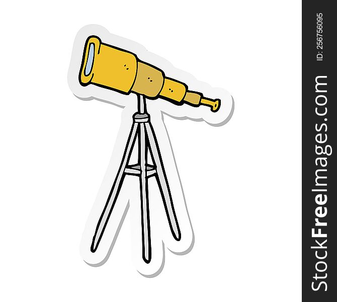 Sticker Of A Cartoon Telescope