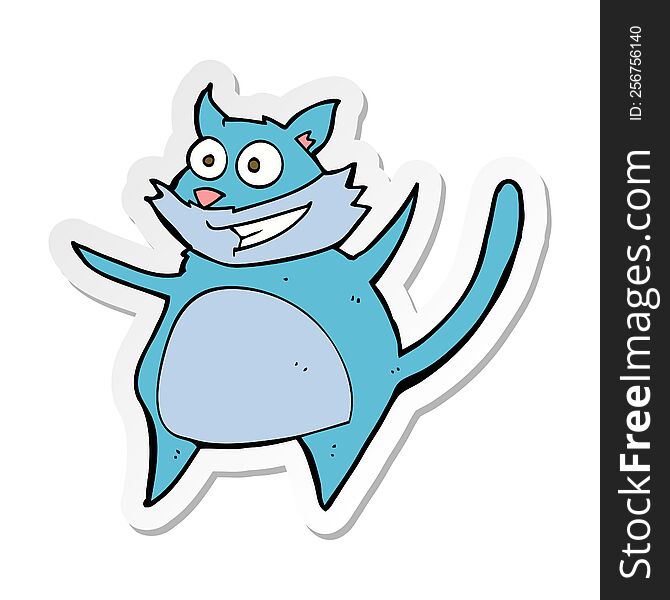 Sticker Of A Funny Cartoon Cat