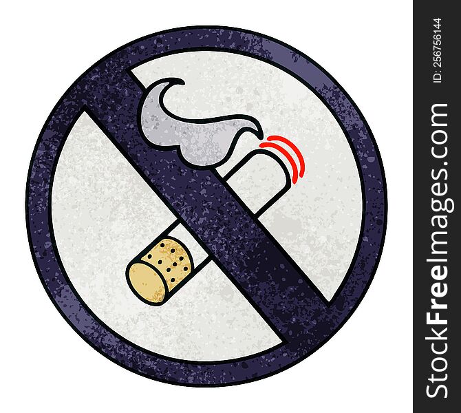 retro grunge texture cartoon of a no smoking allowed sign