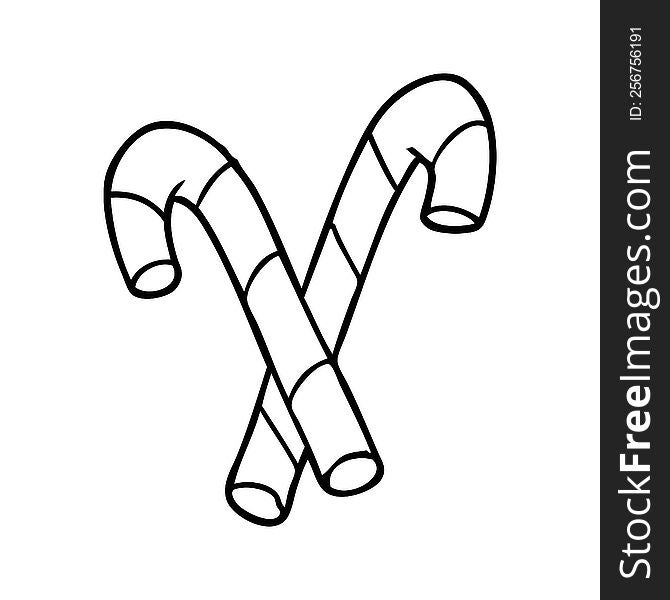 line drawing of a candy canes. line drawing of a candy canes