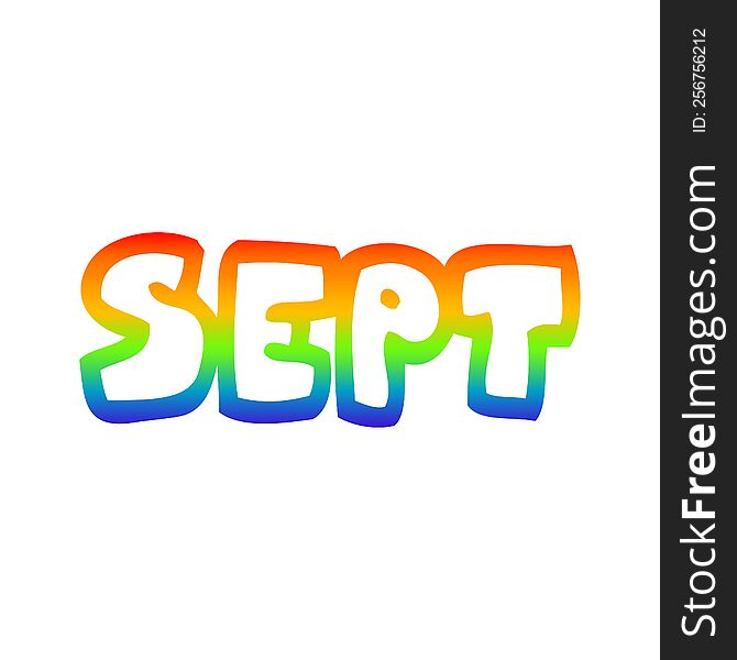 rainbow gradient line drawing cartoon month of september