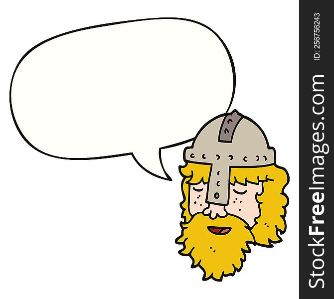 Cartoon Viking Face And Speech Bubble