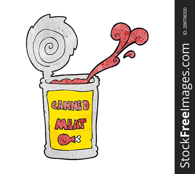 freehand textured cartoon canned meat