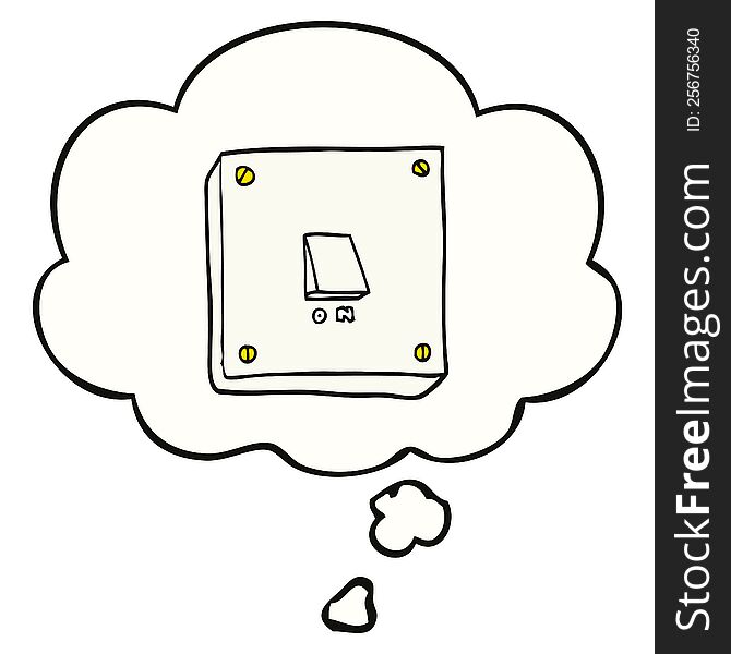 Cartoon Light Switch And Thought Bubble