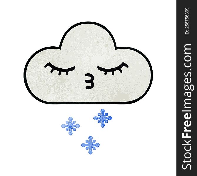 retro grunge texture cartoon of a snow cloud