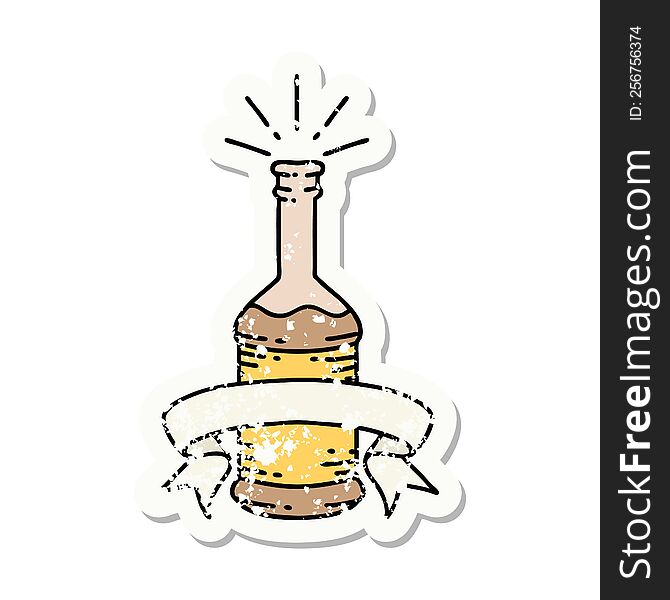 Grunge Sticker Of Tattoo Style Beer Bottle