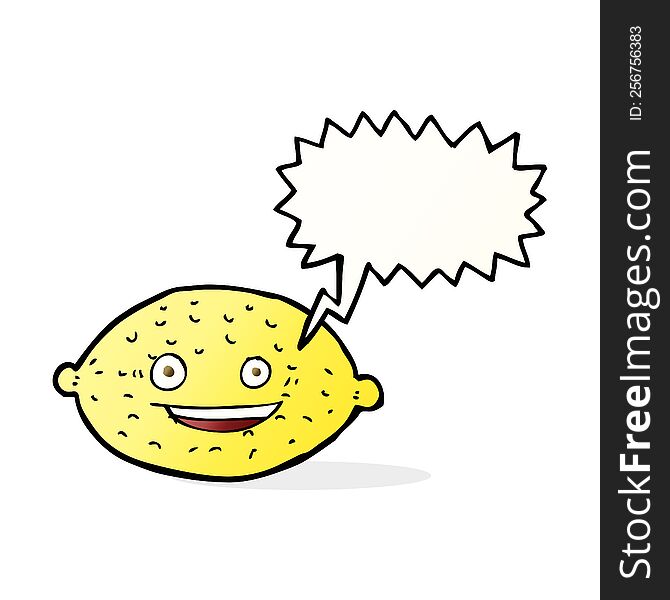 cartoon lemon with speech bubble