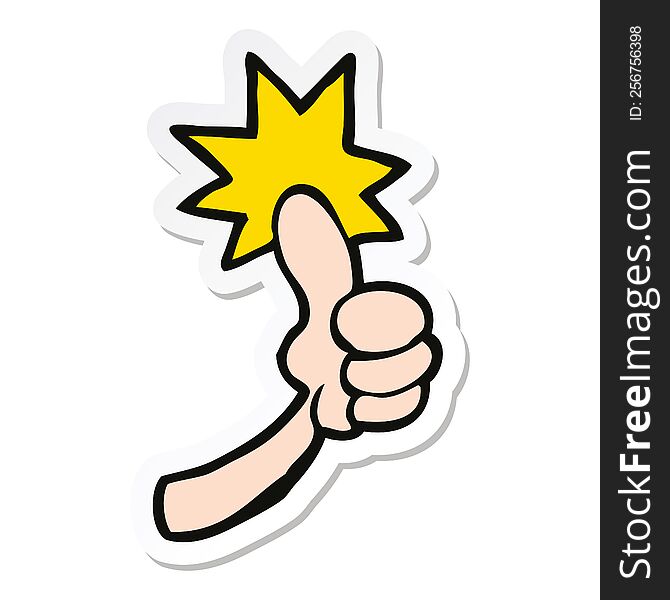 Sticker Of A Cartoon Thumbs Up Sign