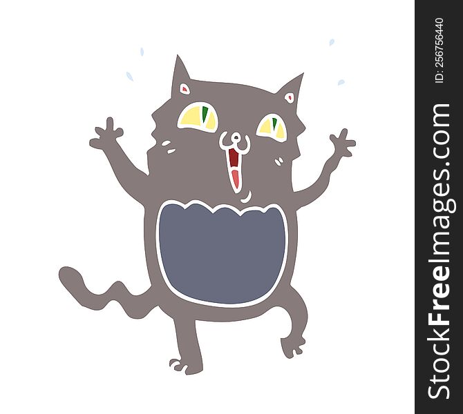 flat color style cartoon crazy excited cat