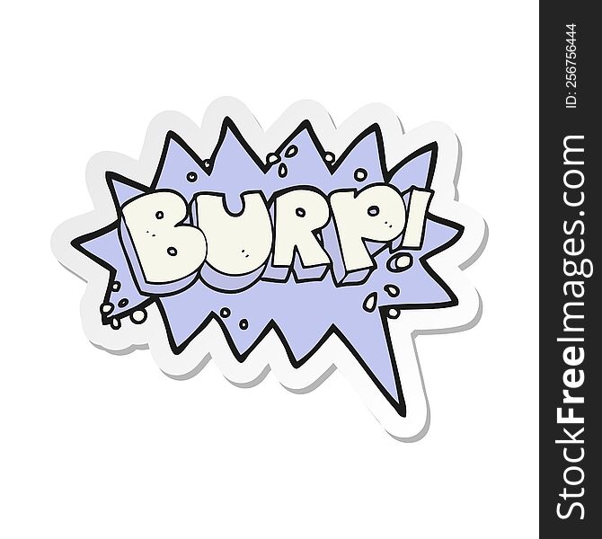 sticker of a cartoon burp symbol