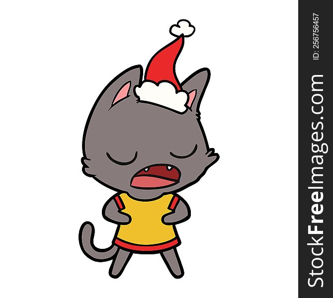 Talking Cat Line Drawing Of A Wearing Santa Hat