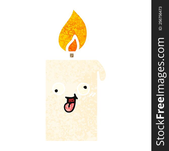 retro illustration style cartoon of a lit candle