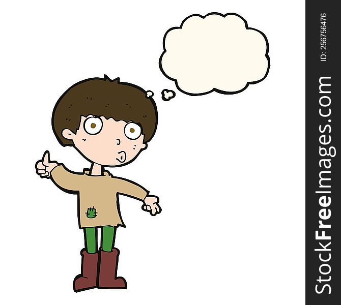Cartoon Boy Asking Question With Thought Bubble
