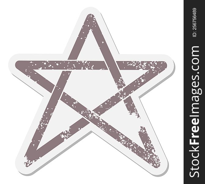 Pentagram Star Grunge Sticker