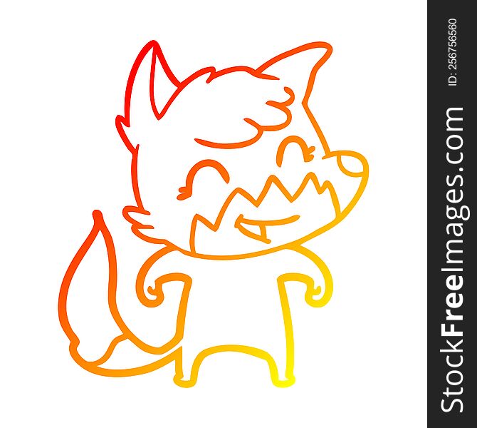 Warm Gradient Line Drawing Happy Cartoon Fox