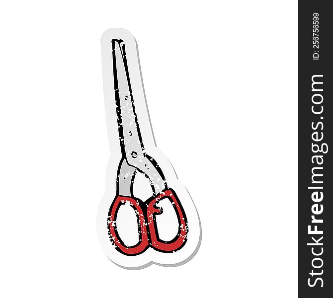 Retro Distressed Sticker Of A Cartoon Scissors