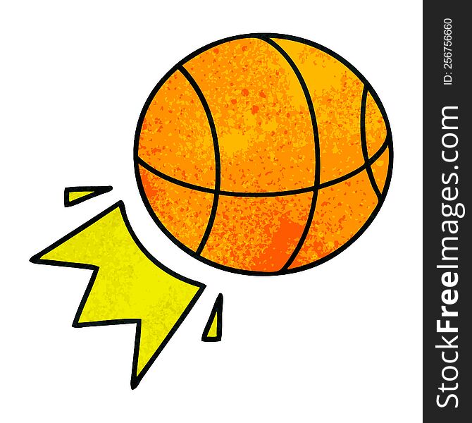 Retro Grunge Texture Cartoon Basket Ball