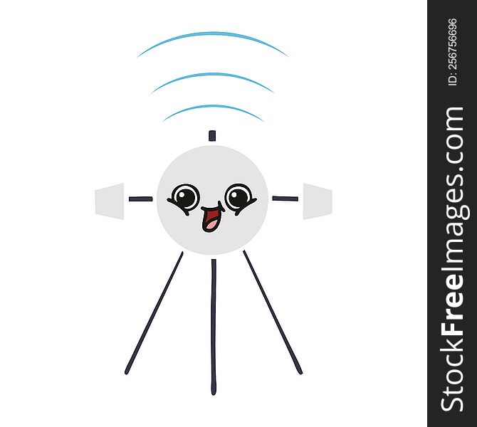 Flat Color Retro Cartoon Satellite