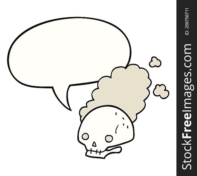 cartoon dusty old skull and speech bubble