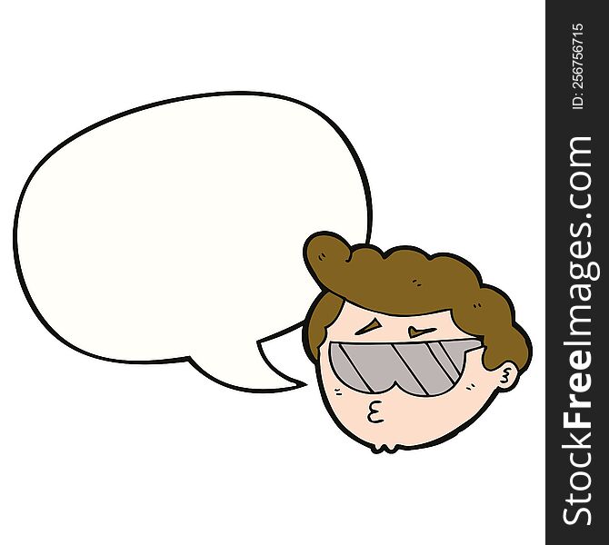 Cartoon Boy Wearing Sunglasses And Speech Bubble