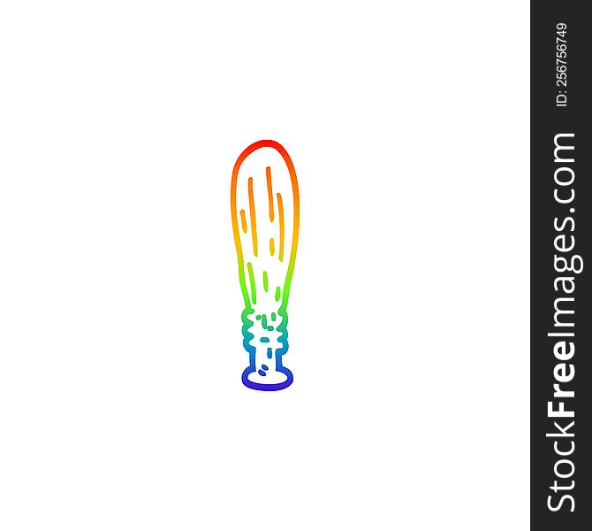 rainbow gradient line drawing of a cartoon wooden bat