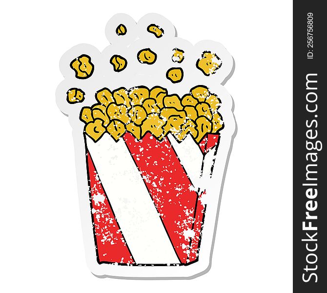 distressed sticker of a cartoon cinema popcorn