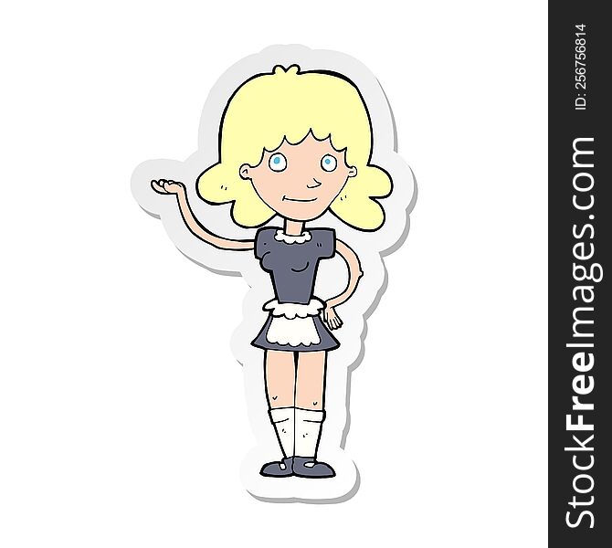 Sticker Of A Cartoon Maid