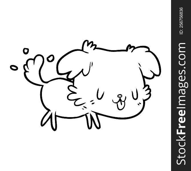 cute line drawing of a dog wagging tail. cute line drawing of a dog wagging tail