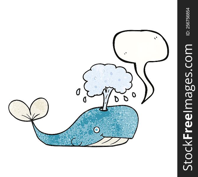 Speech Bubble Textured Cartoon Whale Spouting Water