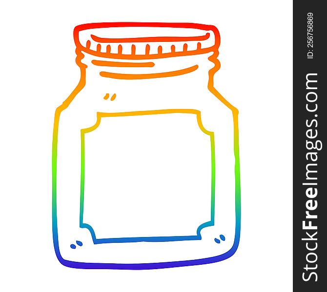 Rainbow Gradient Line Drawing Cartoon Empty Jar