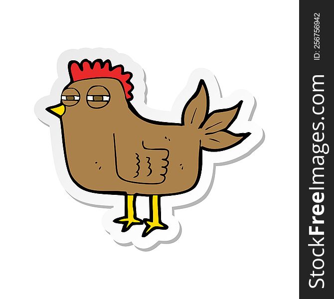 sticker of a cartoon sly hen