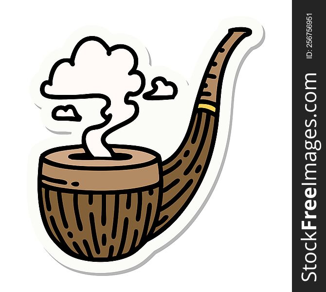 sticker of tattoo in traditional style of a smokers pipe. sticker of tattoo in traditional style of a smokers pipe