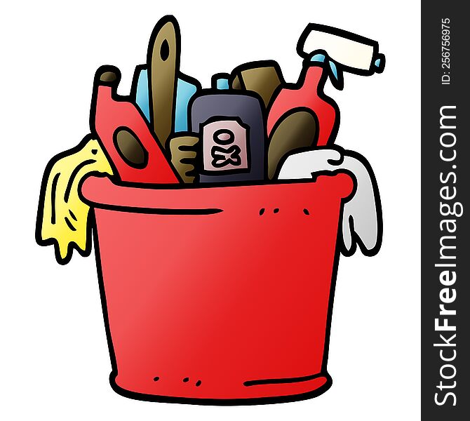 cartoon doodle house cleaning products