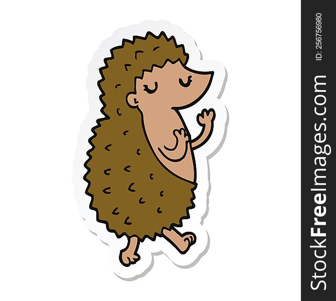 sticker of a cartoon hedgehog