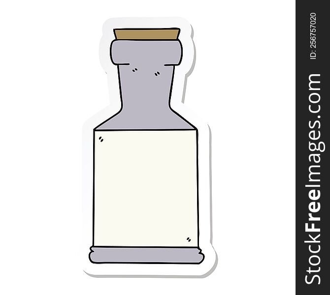 sticker of a quirky hand drawn cartoon potion bottle